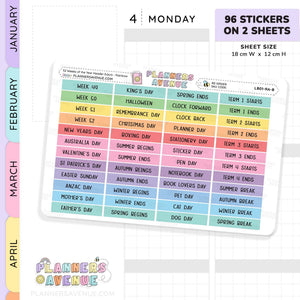 52 Weeks of Year Header Planner Stickers (Set of 2)