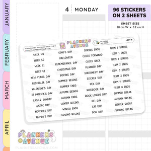 52 Weeks of Year Header Planner Stickers (Set of 2)