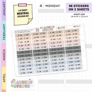 2026 Weekly Dated Header Planner Stickers (2 Sticker Sheet Set)