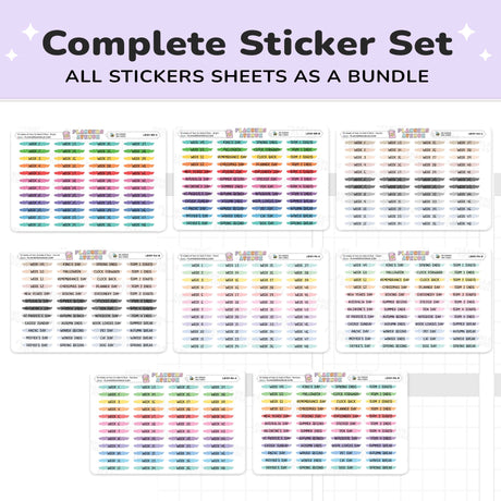 52 Weeks Year Scribble Sticker labels bundle set