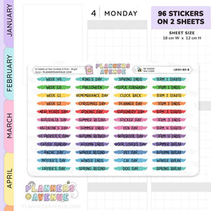 52 Weeks of Year Scribble Stickers (Set of 2 sheets)