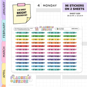 2026 Weekly Dated Scribble Stickers (2 Sticker Sheet Set)