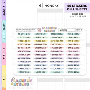 2026 Weekly Dated Scribble Stickers (2 Sticker Sheet Set)