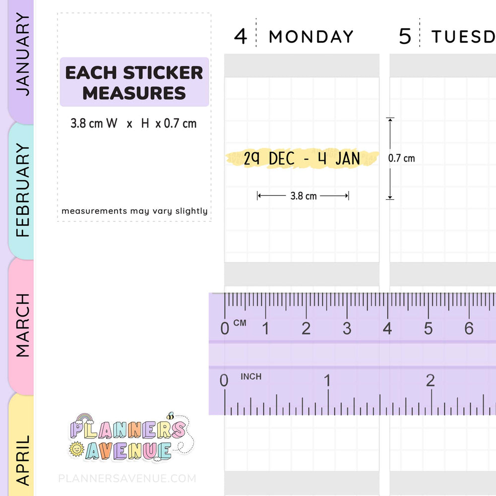 2026 Weekly Dated Scribble Stickers (2 Sticker Sheet Set)