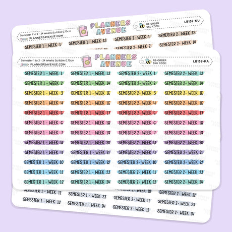 Semester 1 & 2 with Week 1–24 Scribble Stickers