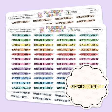 Semester Scribble Header Stickers