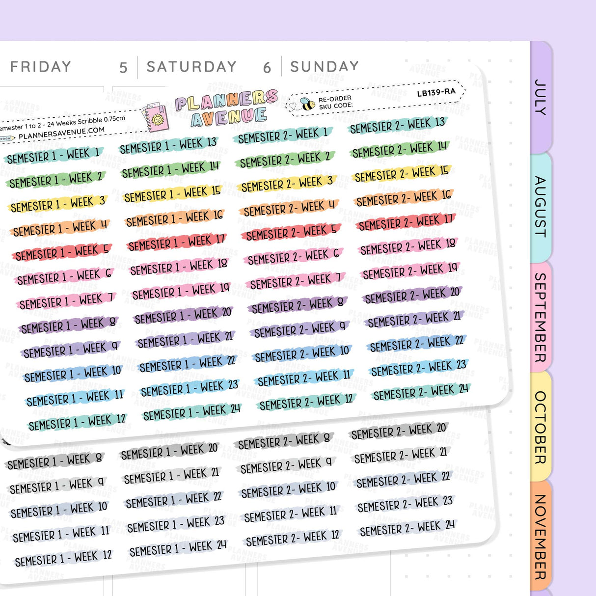 Semester 1 & 2 with Week 1–24 Scribble Stickers