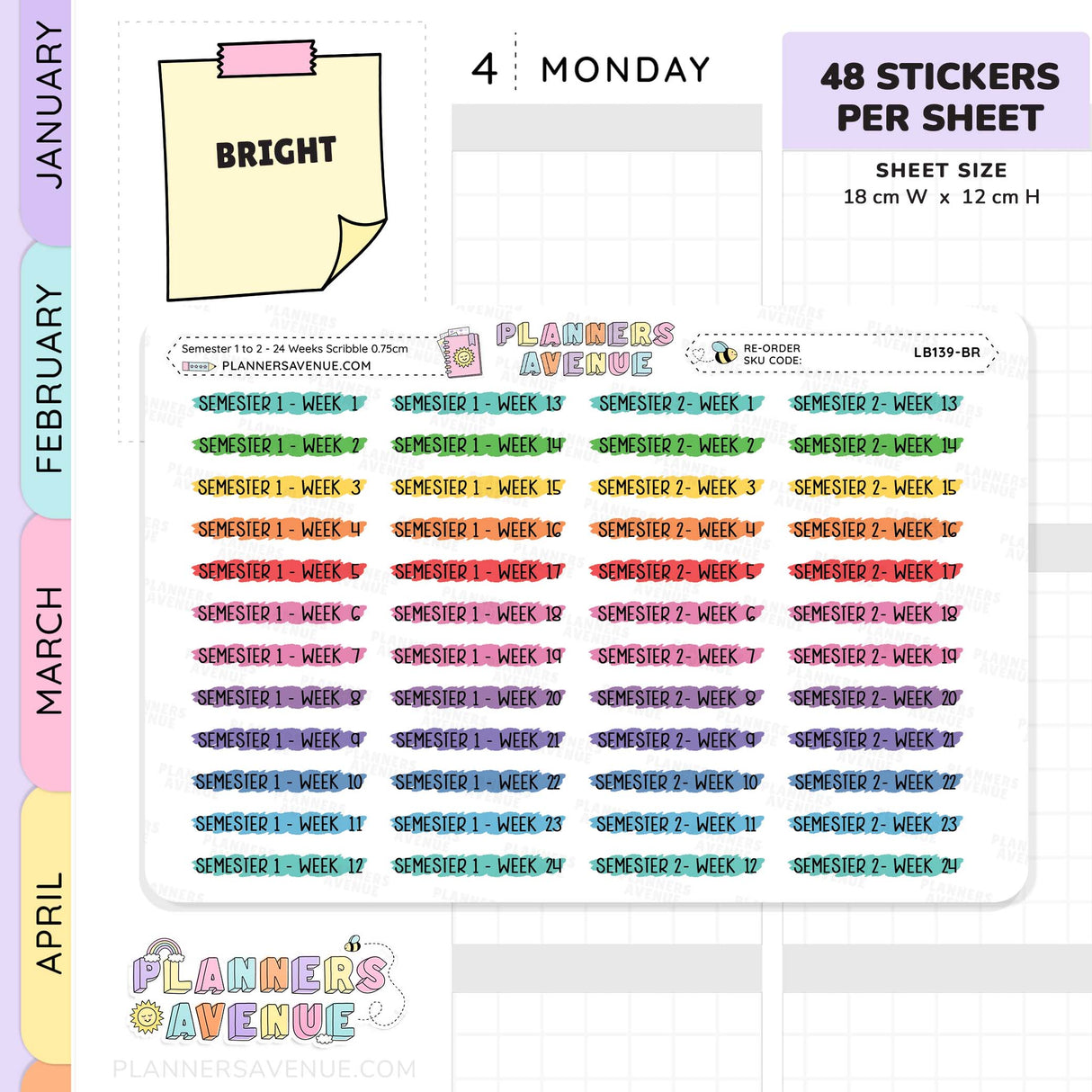 Semester 1 & 2 Week 1–24 Scribble Stickers