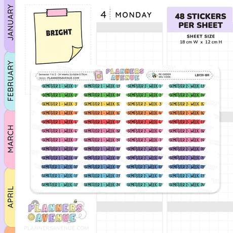 Semester 1 & 2 Week 1–24 Scribble Stickers