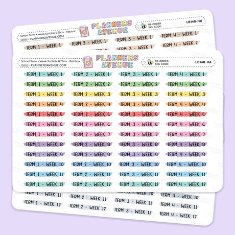 School Term Weeks Scribble Stickers