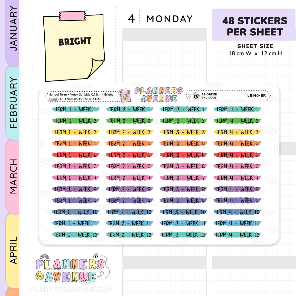 School Term Weeks Scribble Stickers