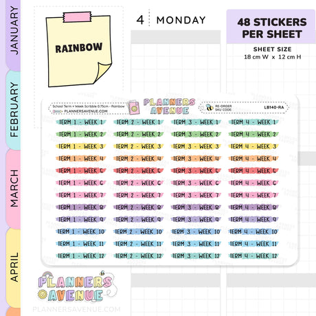 School Term Weeks Scribble Stickers
