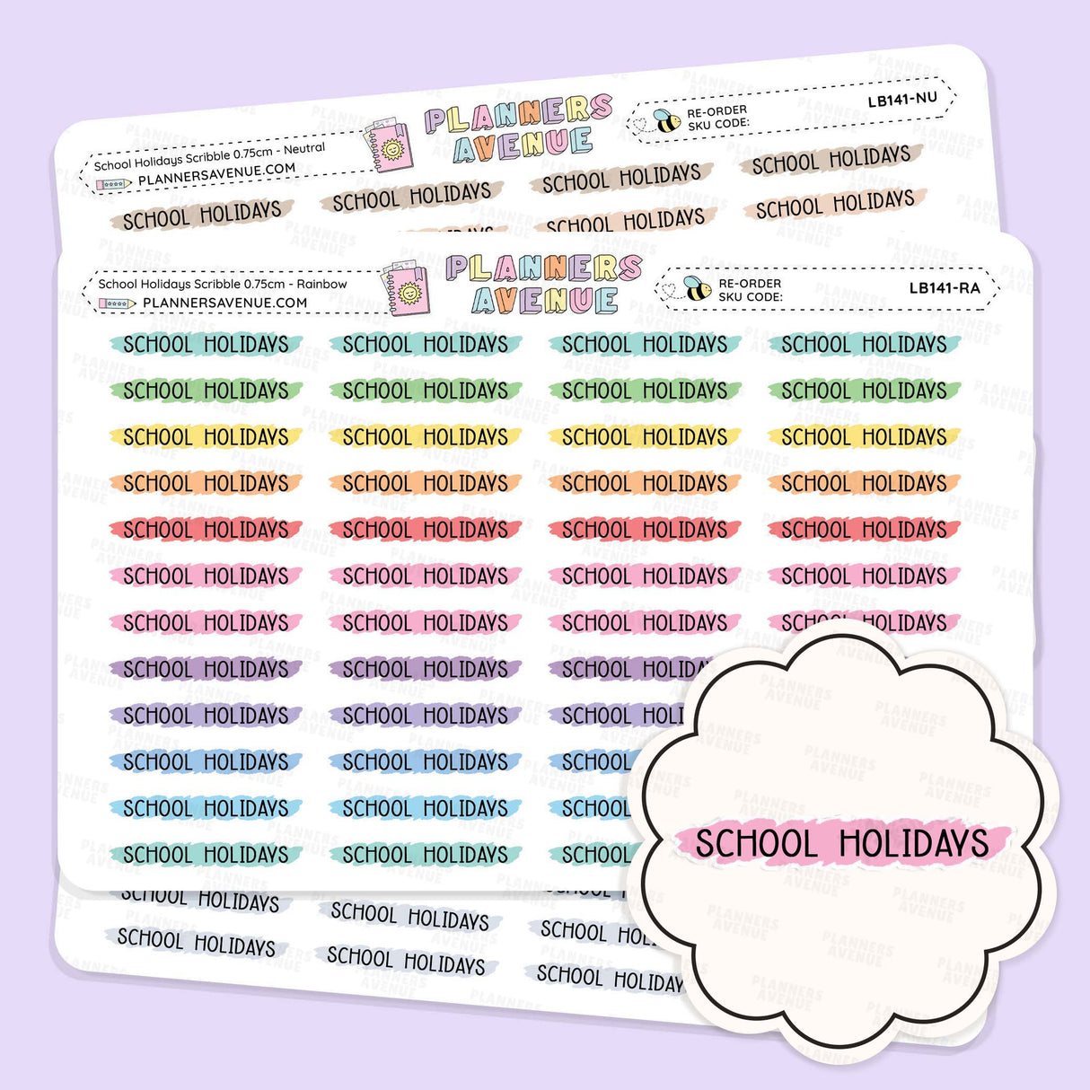 School Holiday Scribble Header Stickers