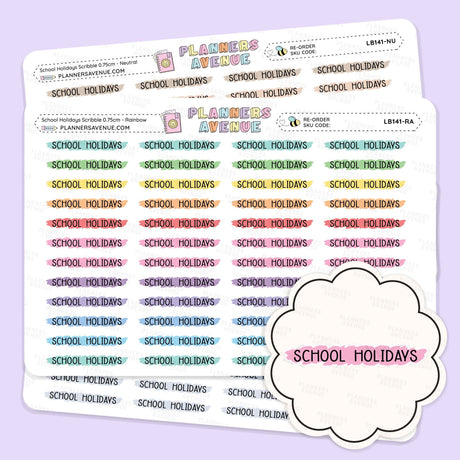 School Holiday Scribble Header Stickers