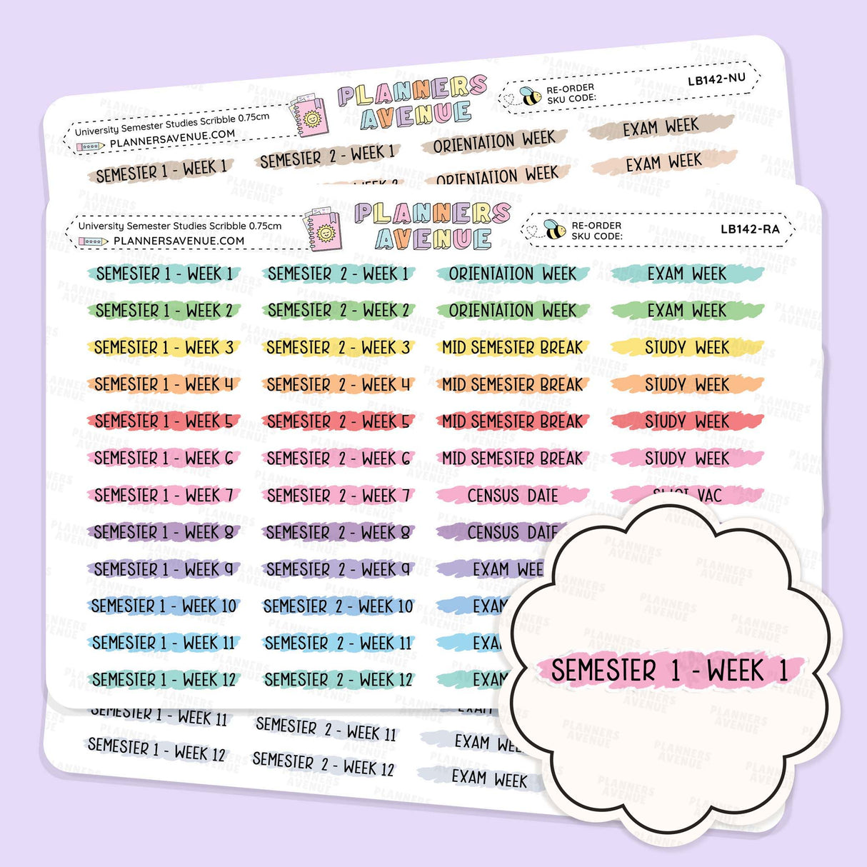 University Semester Scribble Header Stickers
