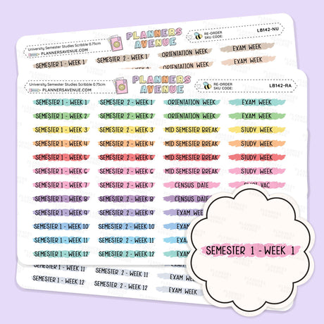 University Semester Scribble Header Stickers