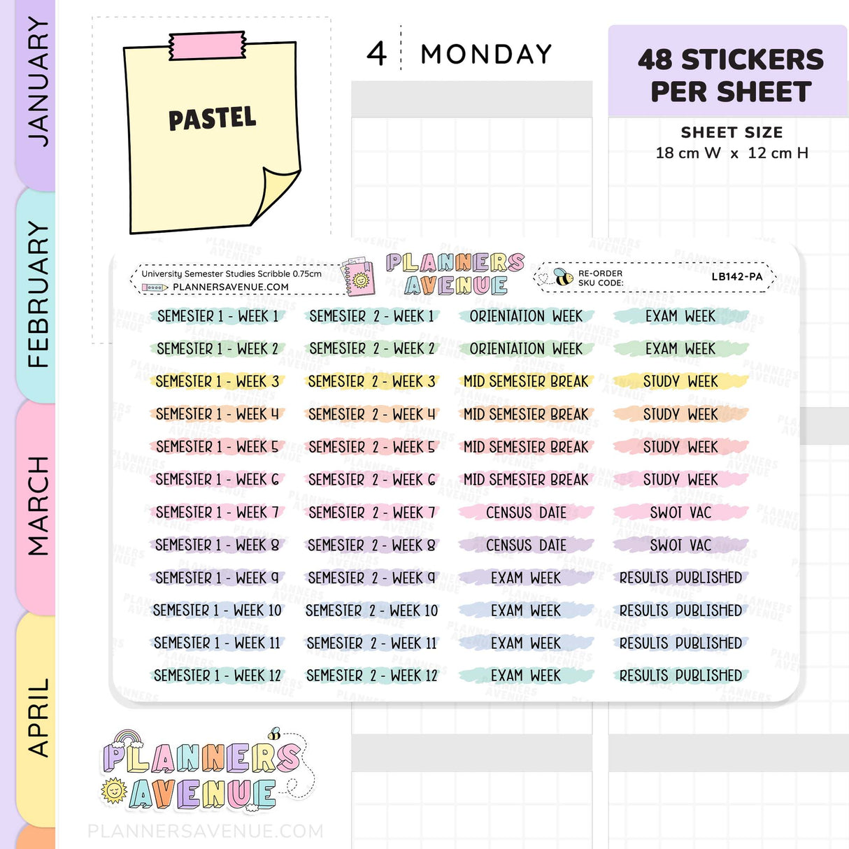 University Semester Scribble Stickers