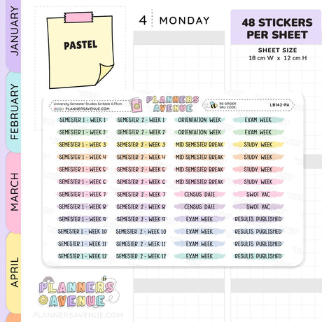 University Semester Scribble Stickers