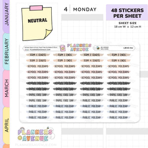 School Term Start & End Scribble Stickers