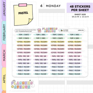 School Term Start & End Scribble Stickers