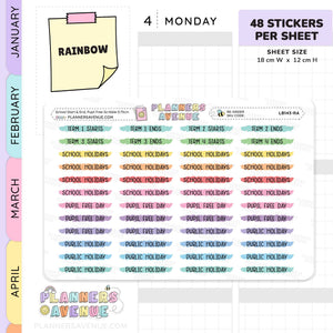School Term Start & End Scribble Stickers