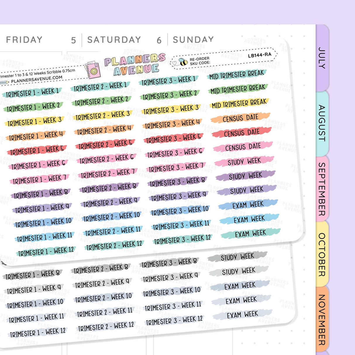 Trimester 1 to 3 with 12 Weeks Scribble Stickers