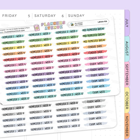 Trimester 1 to 3 with 12 Weeks Scribble Stickers