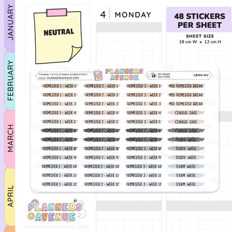 Trimester 1 to 3 with 12 Weeks Scribble Stickers