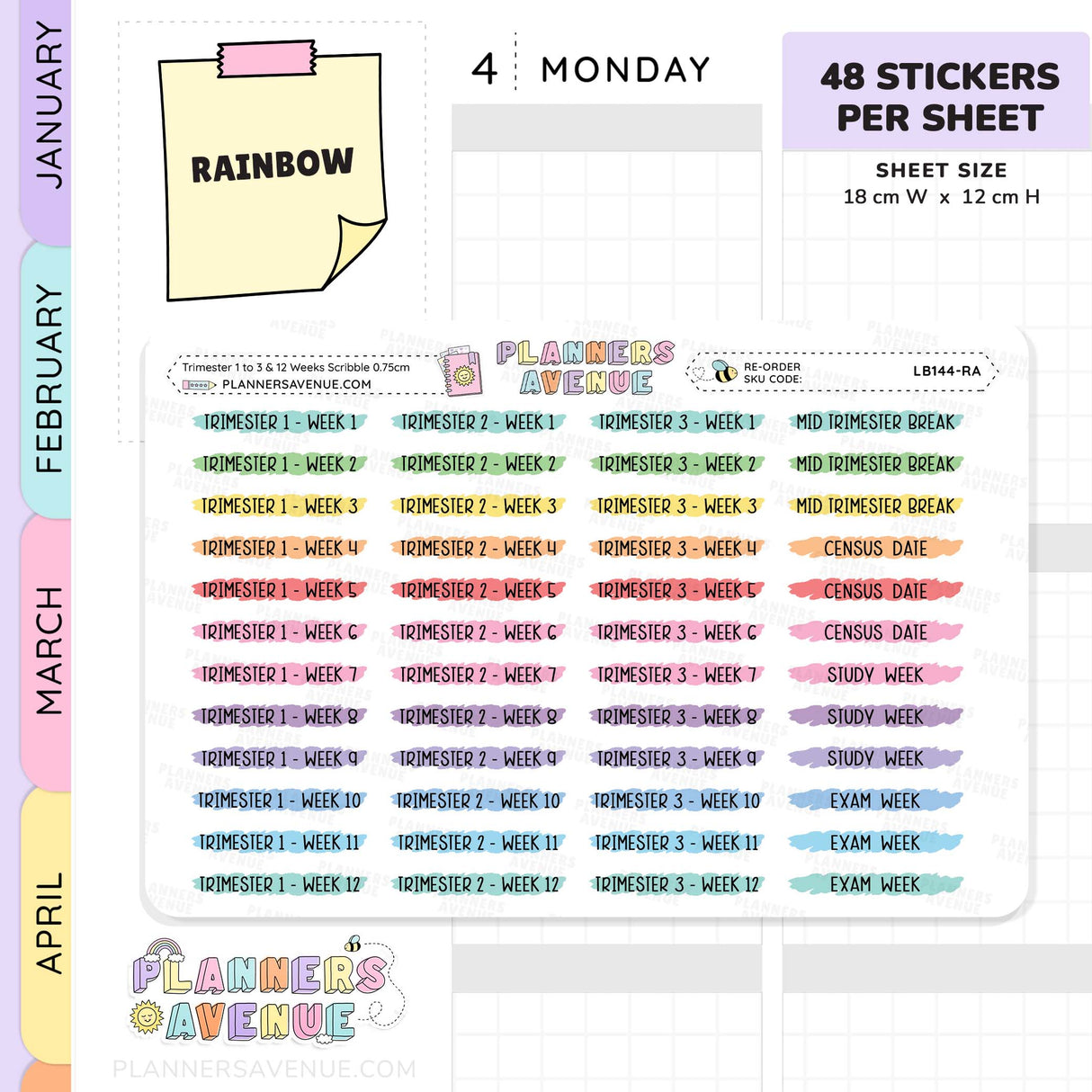 Trimester 1 to 3 with 12 Weeks Scribble Stickers