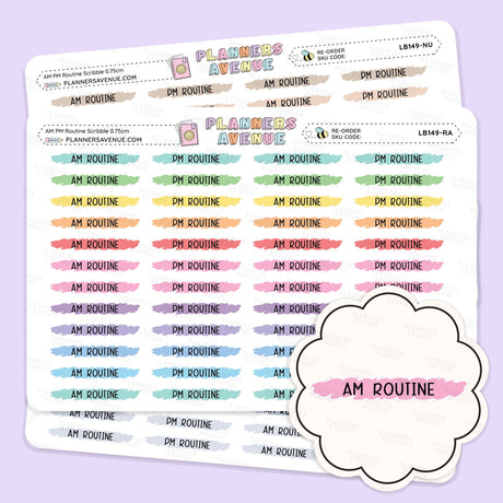 AM & PM Routine Scribble Stickers