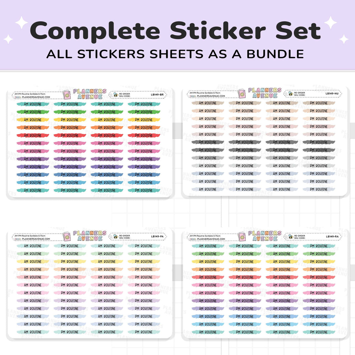 AM & PM Routine Scribble Stickers
