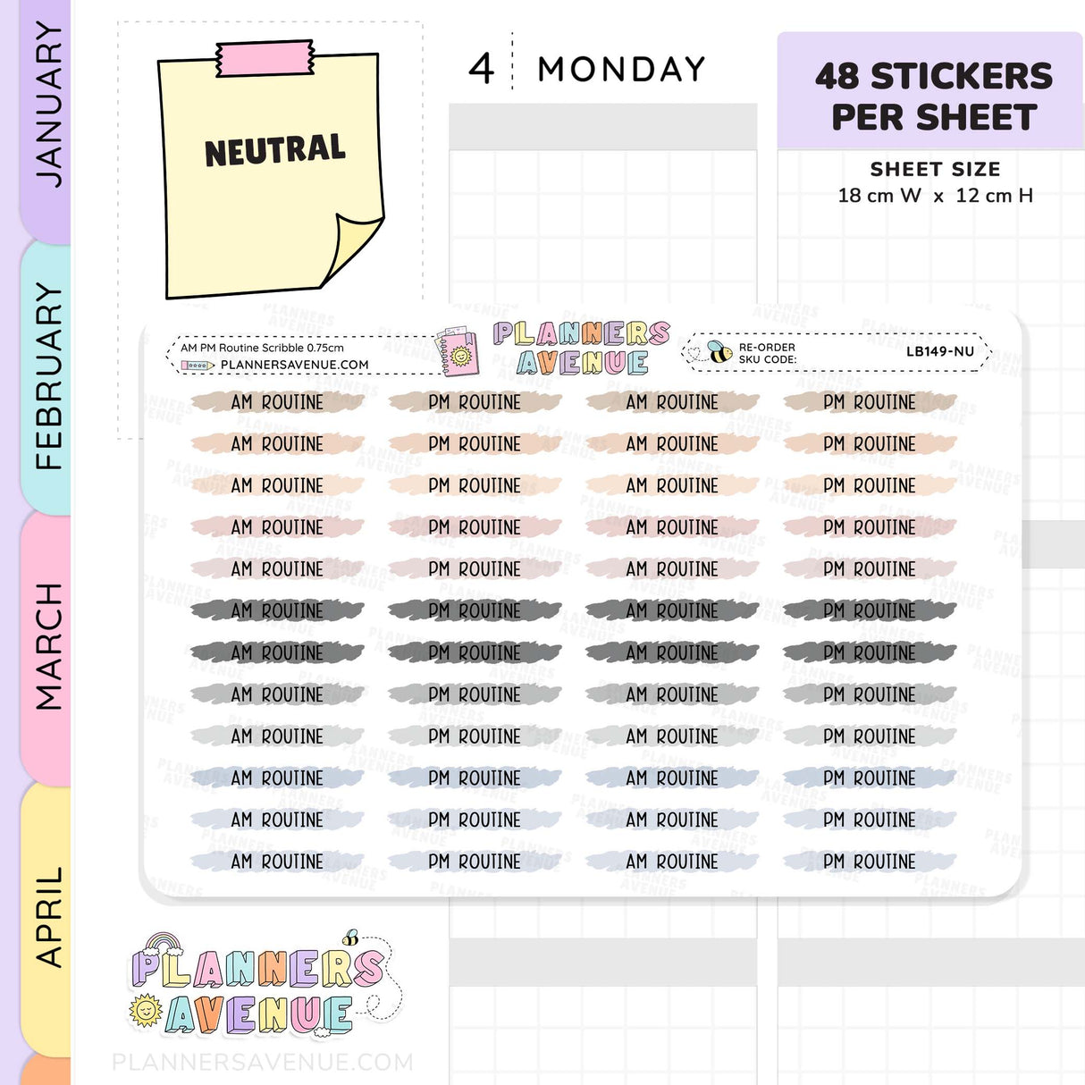 AM & PM Routine Scribble Stickers