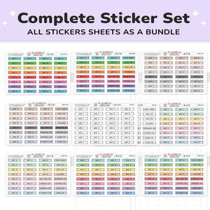52 Weeks of Year Banner Flag Stickers (Set of 2 sheets)