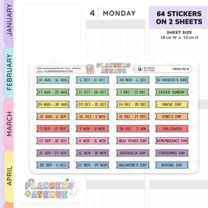 2026 Weekly Dated Banner Flag Stickers (2 Sticker Sheet Set)