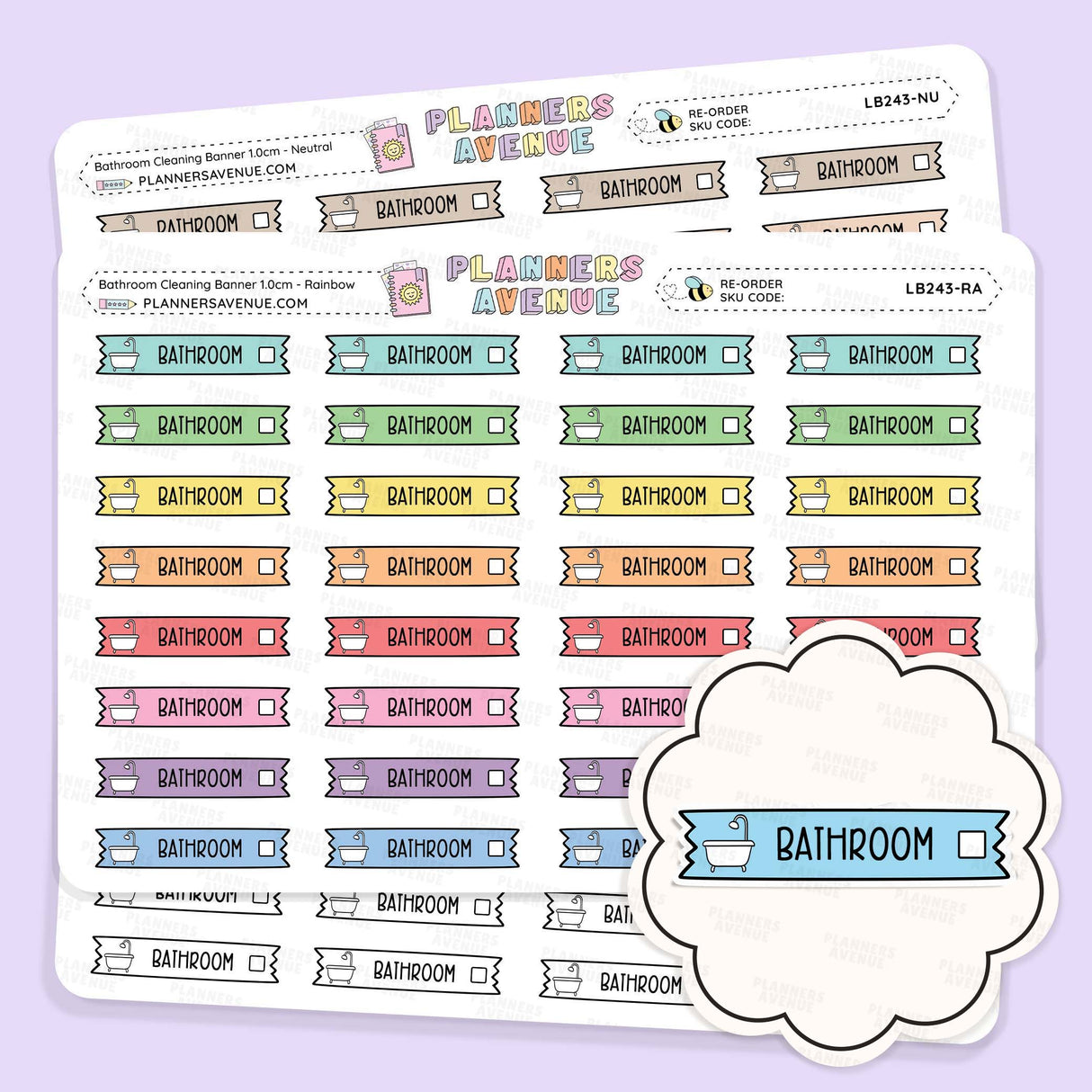 Clean Bathroom Banner Flag Stickers