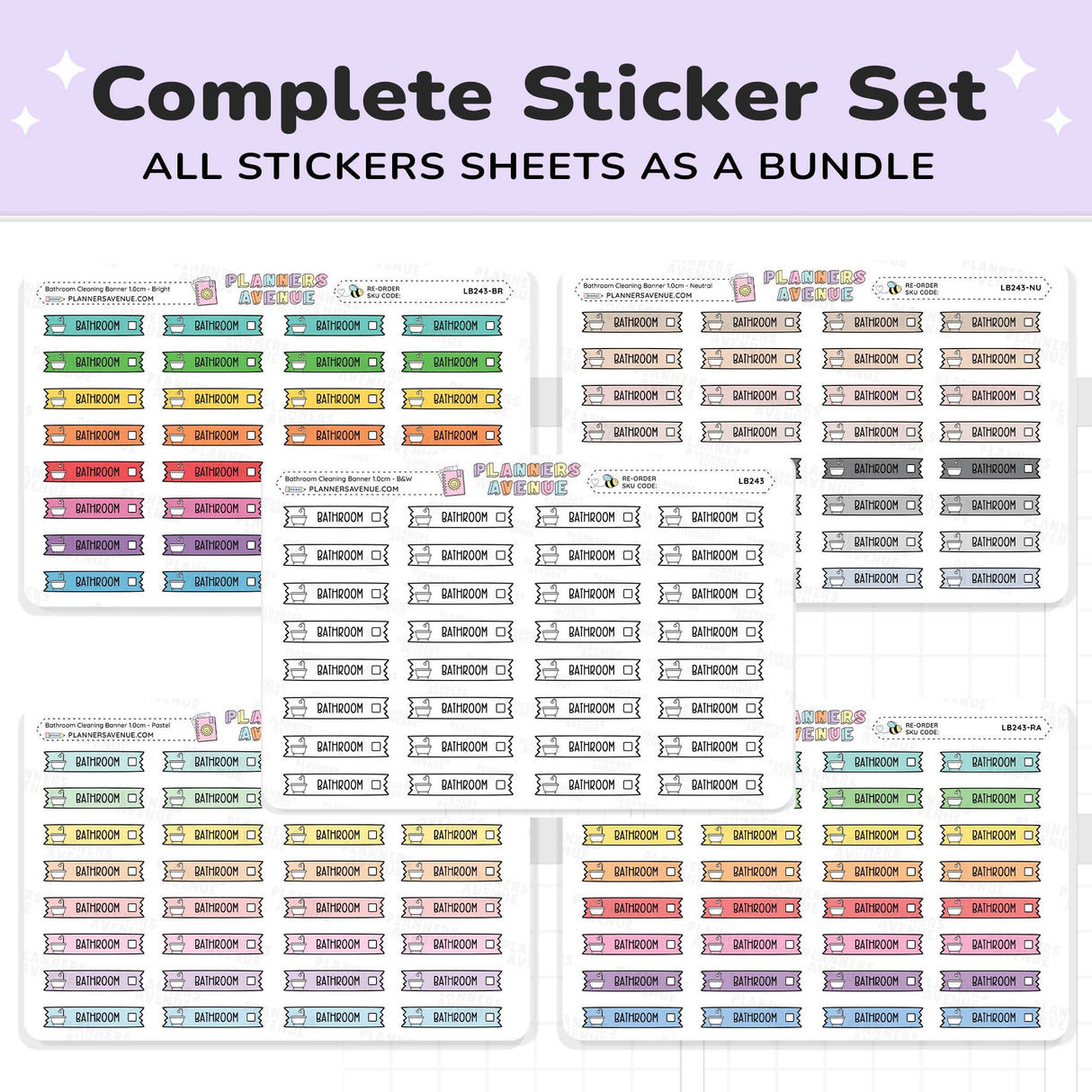 Clean Bathroom Banner Flag Stickers