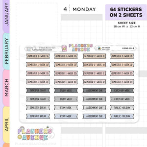 Semester 1 & 2 with Week 1–24 Banner Flag Stickers