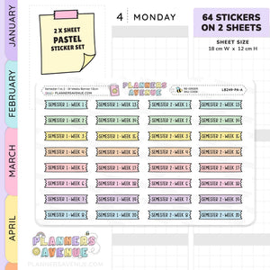 Semester 1 & 2 with Week 1–24 Banner Flag Stickers