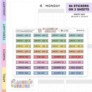 Semester 1 & 2 with Week 1–24 Banner Flag Stickers