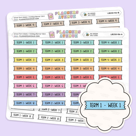 School Term & Weeks Banner Flag Stickers