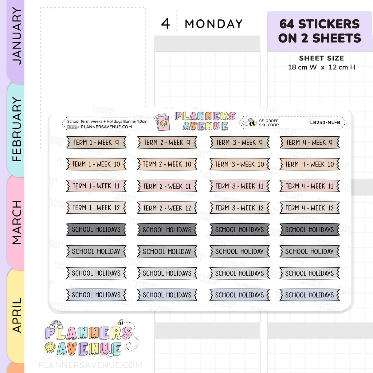 School Term & Weeks Banner Flag Stickers
