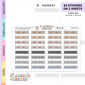 School Term & Weeks Banner Flag Stickers