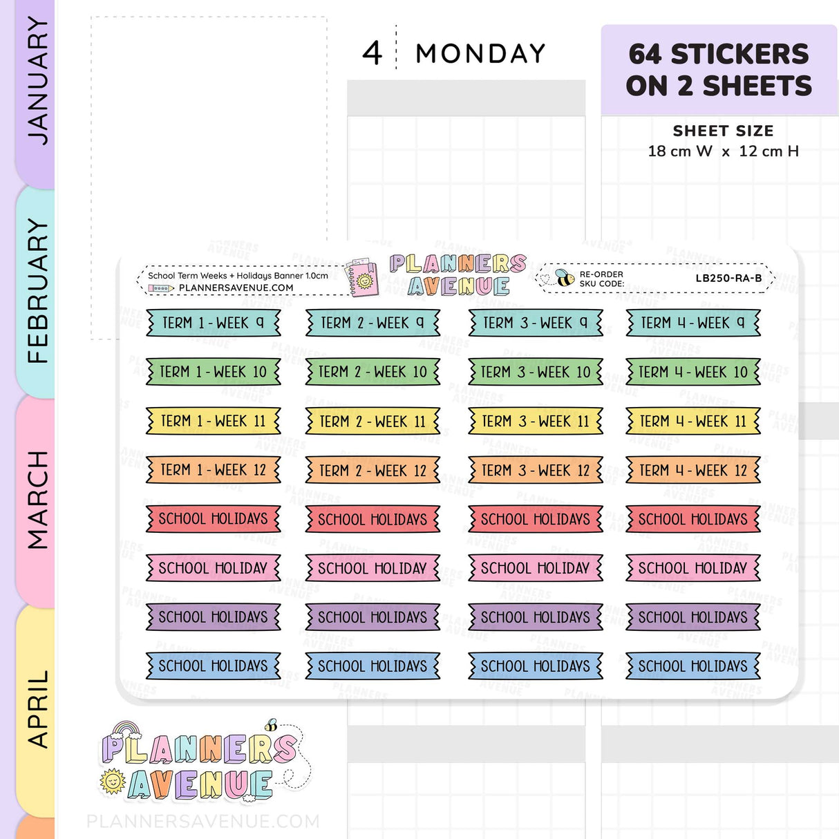 School Term & Weeks Banner Flag Stickers