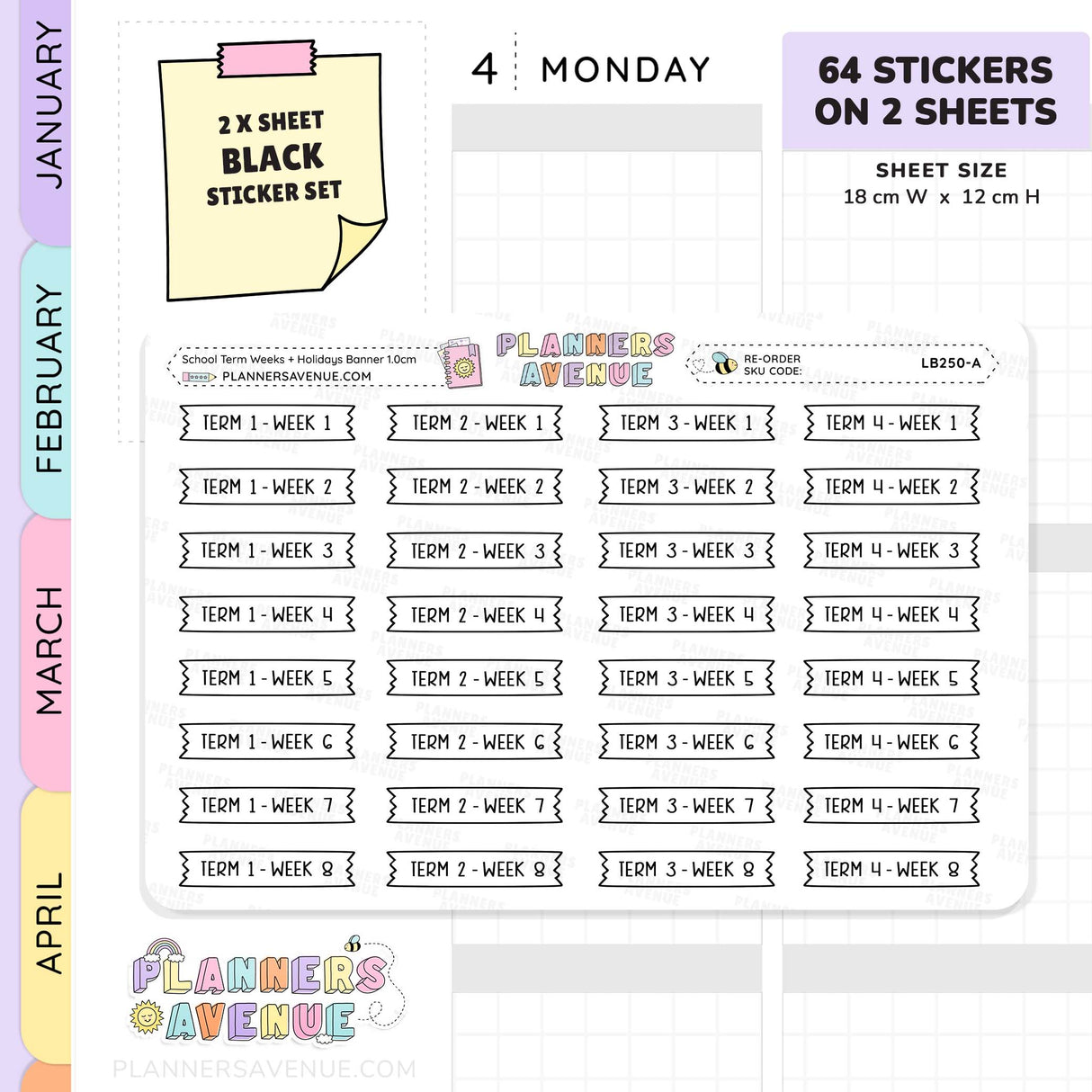 School Term & Weeks Banner Flag Stickers