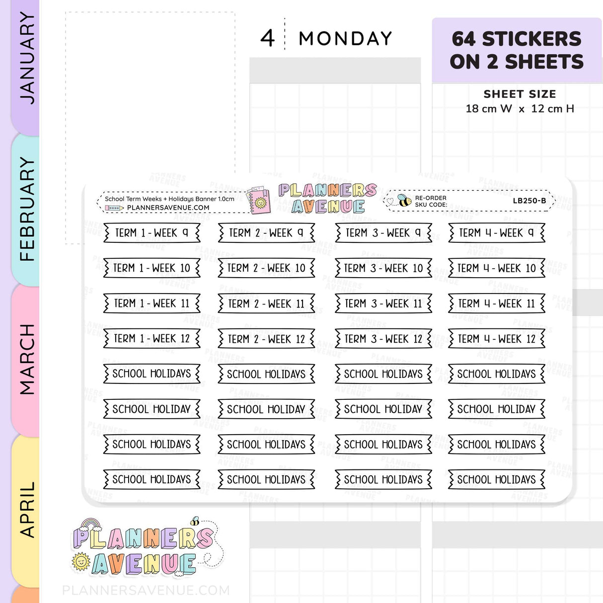 School Term & Weeks Banner Flag Stickers