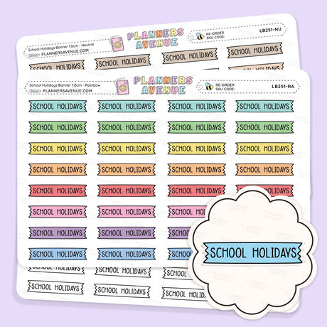 School Holiday Banner Flag Stickers