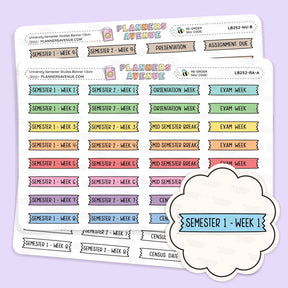 University Semester Banner Flag Stickers Set