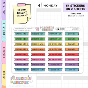 University Semester Banner Flag Stickers