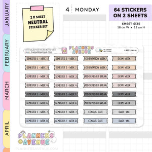 University Semester Banner Flag Stickers