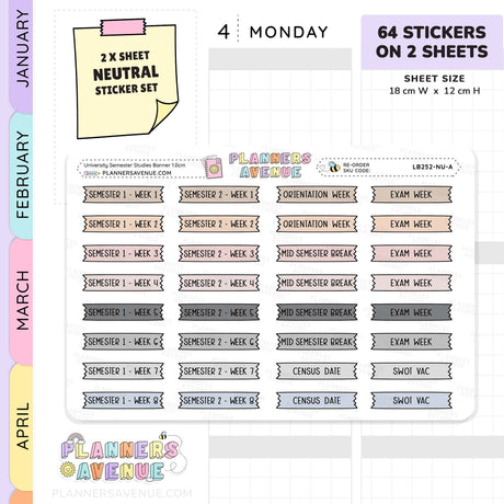 University Semester Banner Flag Stickers